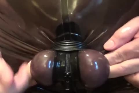 SPLIT AND HARD STRETCH OF MY EGGS. RUBBERED AND bound.