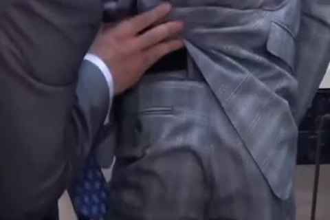 sucking   Mega Cut rod In Suit