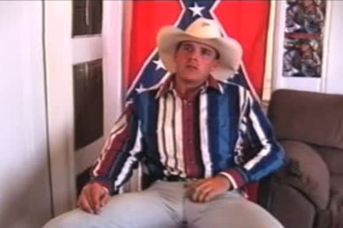 Straight Redneck Cowboy Drinking Beer And Jacking His shlong