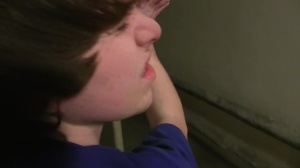 A nasty 18yo teen with chaotic hairstyle sucks off