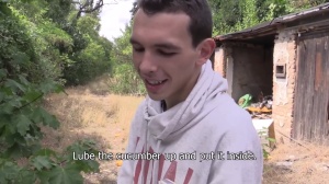 young bartender shows his penis in public