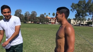 Str8chaser.com - Brandon Garza & Paul Wagner handjob outdoors